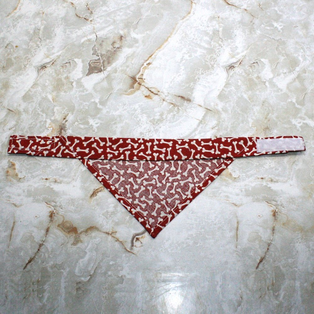HAND CRAFTED Dog Bandana Bone Print Red with White Various Sizes - Picture 3 of 10